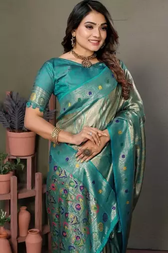 rama banarasi tissue silk blend with leheriya weaving saree with blouse