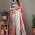 coral banarasi tissue silk blend with leheriya weaving saree with blouse