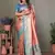 coral banarasi tissue silk blend with leheriya weaving saree with blouse
