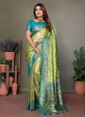 perrot banarasi tissue silk blend with leheriya weaving saree with blouse 1
