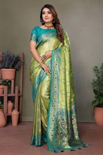 perrot banarasi tissue silk blend with leheriya weaving saree with blouse