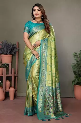 perrot banarasi tissue silk blend with leheriya weaving saree with blouse