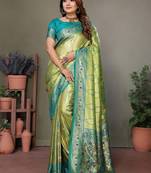 perrot banarasi tissue silk blend with leheriya weaving saree with blouse
