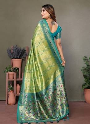 perrot banarasi tissue silk blend with leheriya weaving saree with blouse 2
