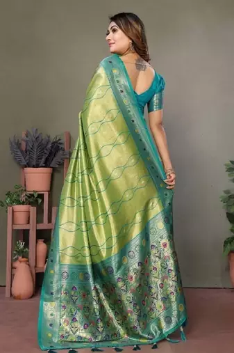perrot banarasi tissue silk blend with leheriya weaving saree with blouse