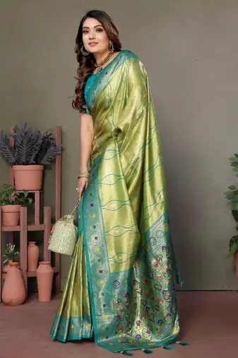 perrot banarasi tissue silk blend with leheriya weaving saree with blouse