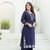 Navy Blue Embroidered Cotton Kurta Set with Mul Cotton Dupatta