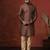 Brown embroidered kurta pajama set for men