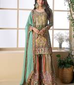 mustard yellow ajrakh print palazzo suit set- Full Stitched free size