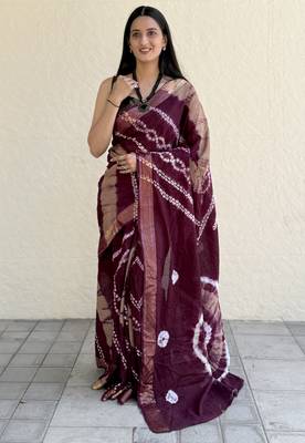 Pure soft mulmul cotton hand tie n dye shibori n bandhej print saree 1