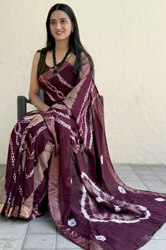 Pure soft mulmul cotton hand tie n dye shibori n bandhej print saree