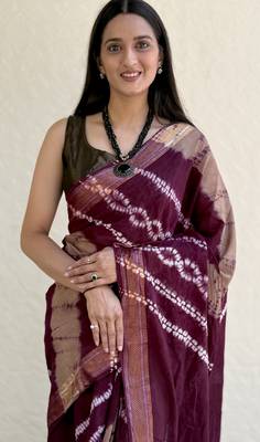 Pure soft mulmul cotton hand tie n dye shibori n bandhej print saree 3