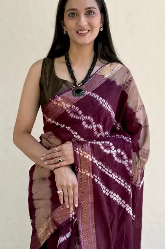 Pure soft mulmul cotton hand tie n dye shibori n bandhej print saree