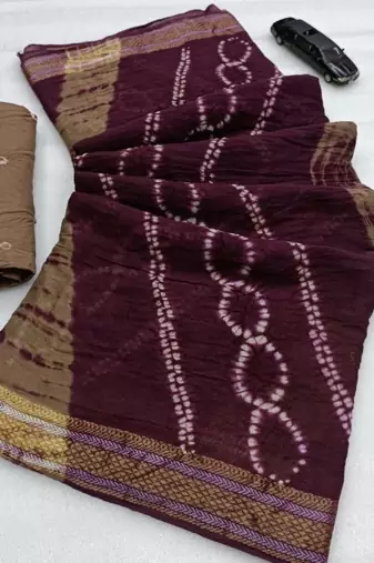 Pure soft mulmul cotton hand tie n dye shibori n bandhej print saree