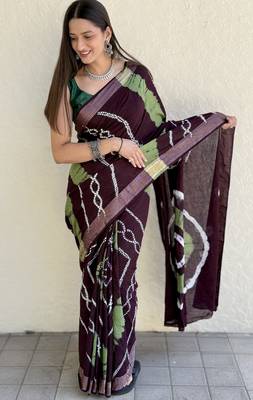 Pure soft mulmul cotton hand tie n dye shibori n bandhej print saree 2