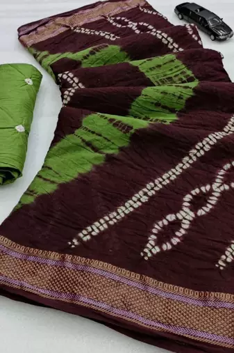 Pure soft mulmul cotton hand tie n dye shibori n bandhej print saree