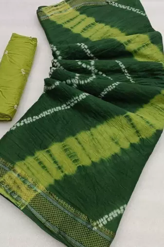 Pure soft mulmul cotton hand tie n dye shibori n bandhej print saree