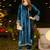 Stylee lifestyle navy blue velvet embroidered dress material