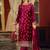 Stylee lifestyle magenta velvet embroidered dress material