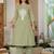 Floral embroidered sea green v neck cotton kurta & trouser