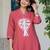 Floral embroidered pink v neck cotton kurta & trouser
