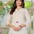 Floral embroidered white round neck cotton kurta & trouser