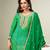 beautiful green chinon palazzo suit with bandhani print for women