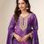 beautiful purple chinon palazzo suit with bandhani print for women