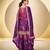 party wear chinon palazzo suit for women with print embroidery work purple