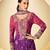 party wear chinon palazzo suit for women with print embroidery work purple