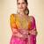 party wear chinon palazzo suit for women with print embroidery work pink