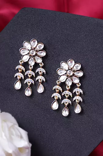 Women siddhi polki extended dangle earrings