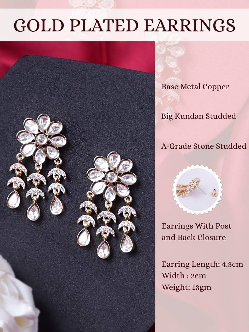 Women siddhi polki extended dangle earrings