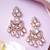 Women pearl and kundan-studded dangle earrings in rose gold finish