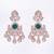 Women gold plated earrings with colorful stone centerpiece