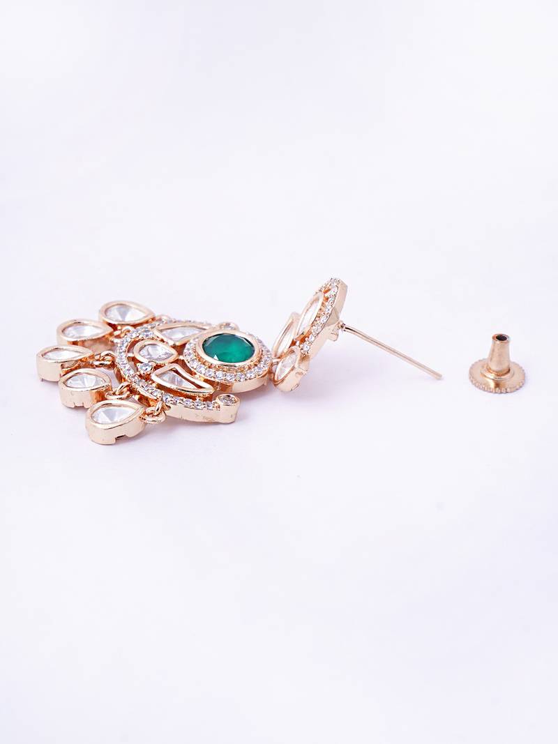 Women gold plated earrings with colorful stone centerpiece