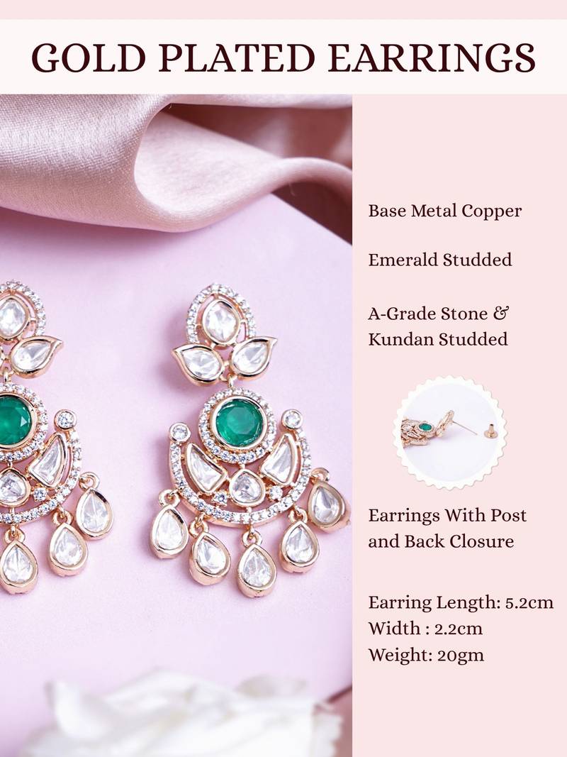 Women gold plated earrings with colorful stone centerpiece