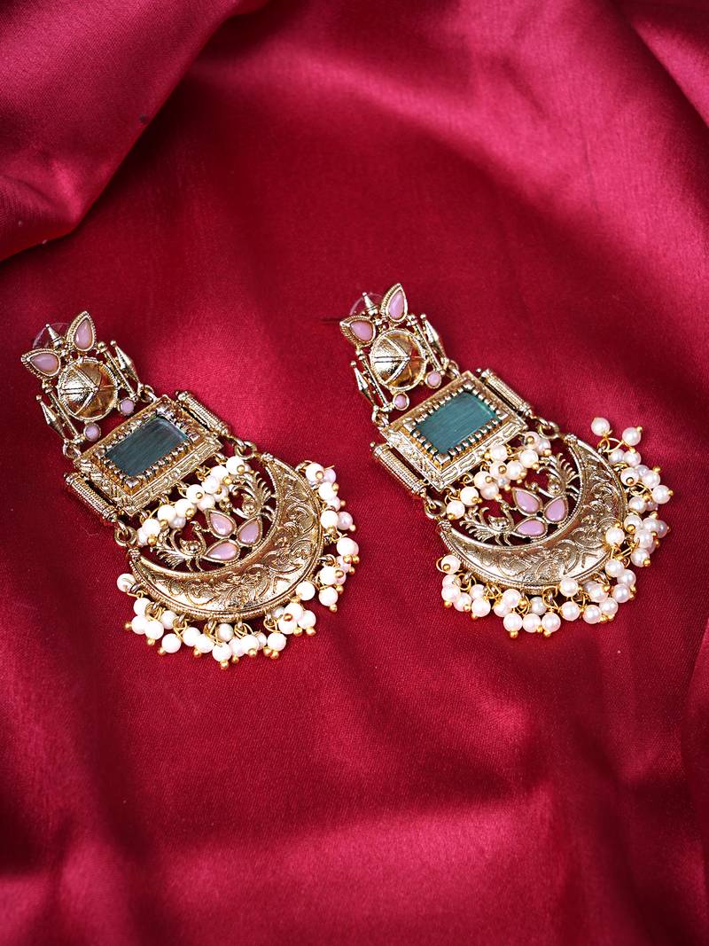 Women silver finish replica earrings with dangle design