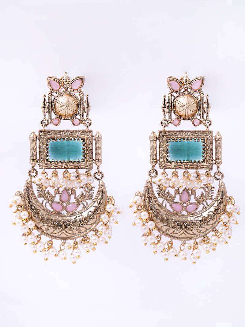 Women silver finish replica earrings with dangle design