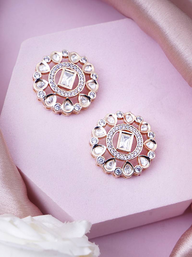 Women delicate rose gold finish earrings