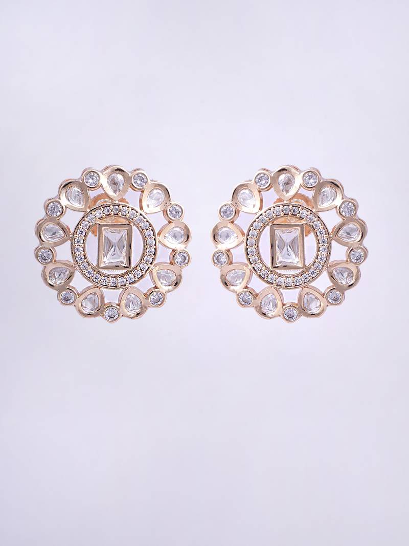 Women delicate rose gold finish earrings