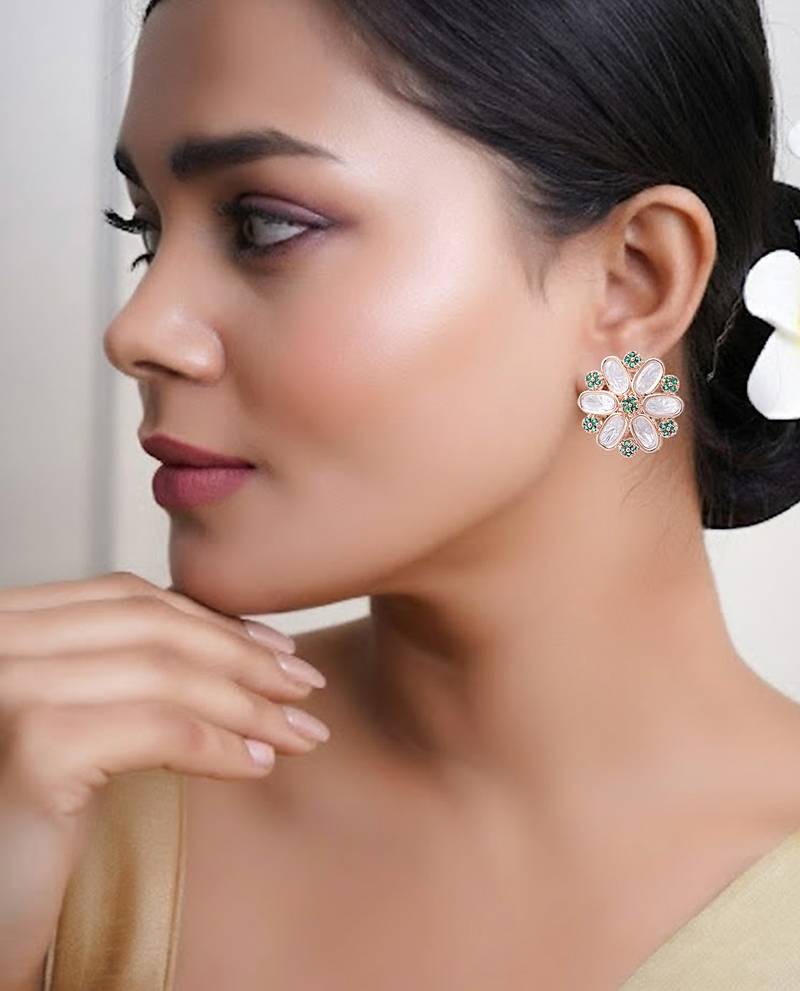 Women premium quality rose gold-plated finish earring