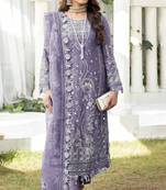 Lavender color embroideried faux georgette semi stitched salwar suit