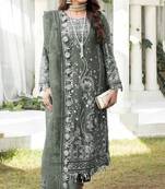 Mehendi color embroideried faux georgette semi stitched salwar suit