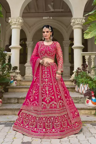 Indian wedding bridal wear net lehenga choli semi stitched embroidery stone work