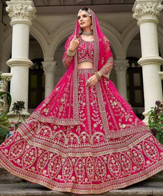 bridal wear net lehenga choli embroidery stone work 2