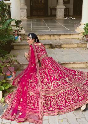 bridal wear net lehenga choli embroidery stone work 3