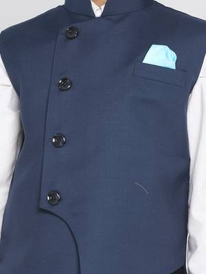 boys' navy blue cotton blend nehru jacket 4