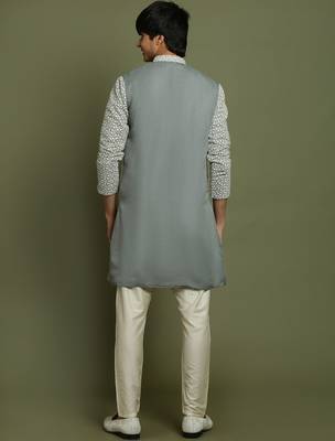 yuva boys' grey and cream kurta pyjama set 3