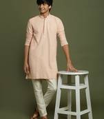yuva boys' pink and cream kurta pyjama set